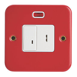 Contactum CLA3467MR 13A Switched Metal Clad Secret Key Fused Spur with Neon Red with White Inserts