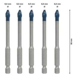 Bosch Expert Hex Shank Carbide Tile Drill Bit Set 6mm x 90mm 5 Pieces