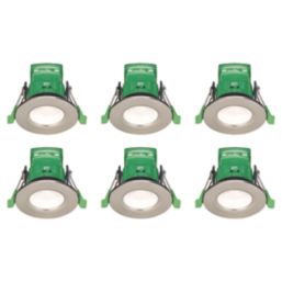 4lite Yuto Fixed  Fire Rated LED Downlight  Satin Chrome 5W 630lm 6 Pack