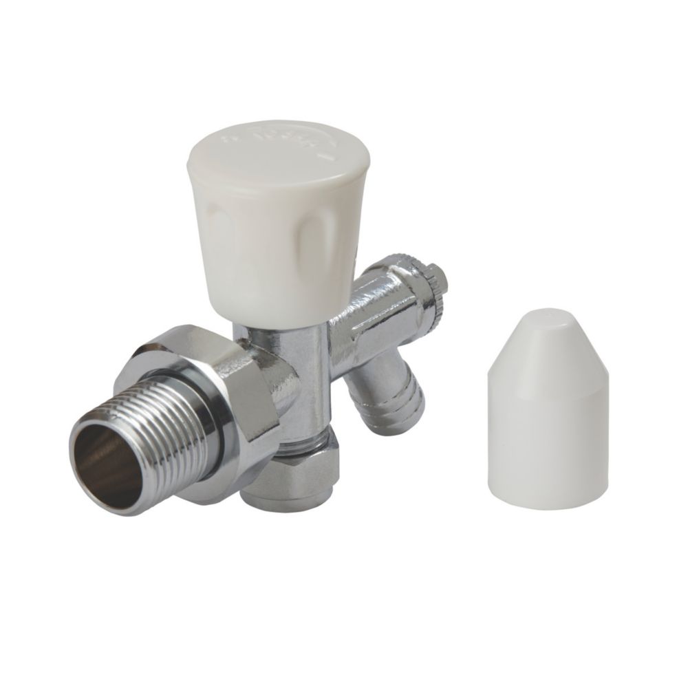 Flomasta  White Angled Manual Radiator Valve with Drain Off  10mm x 21mm