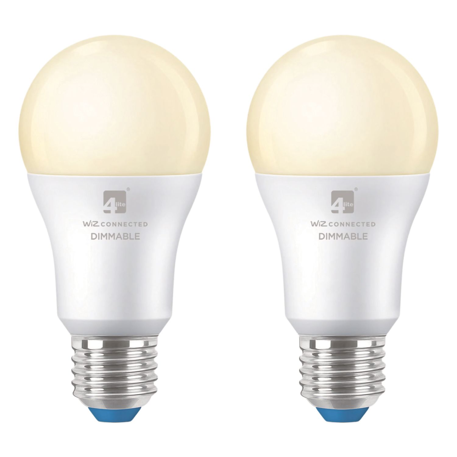 4lite E27 A60 LED Smart Light Bulb 8W 800lm 2 Pack (539GC)