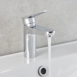 Swirl Caldew Silver 151mm Standard Round Head Mono Basin Mixer Tap  With Clicker Waste