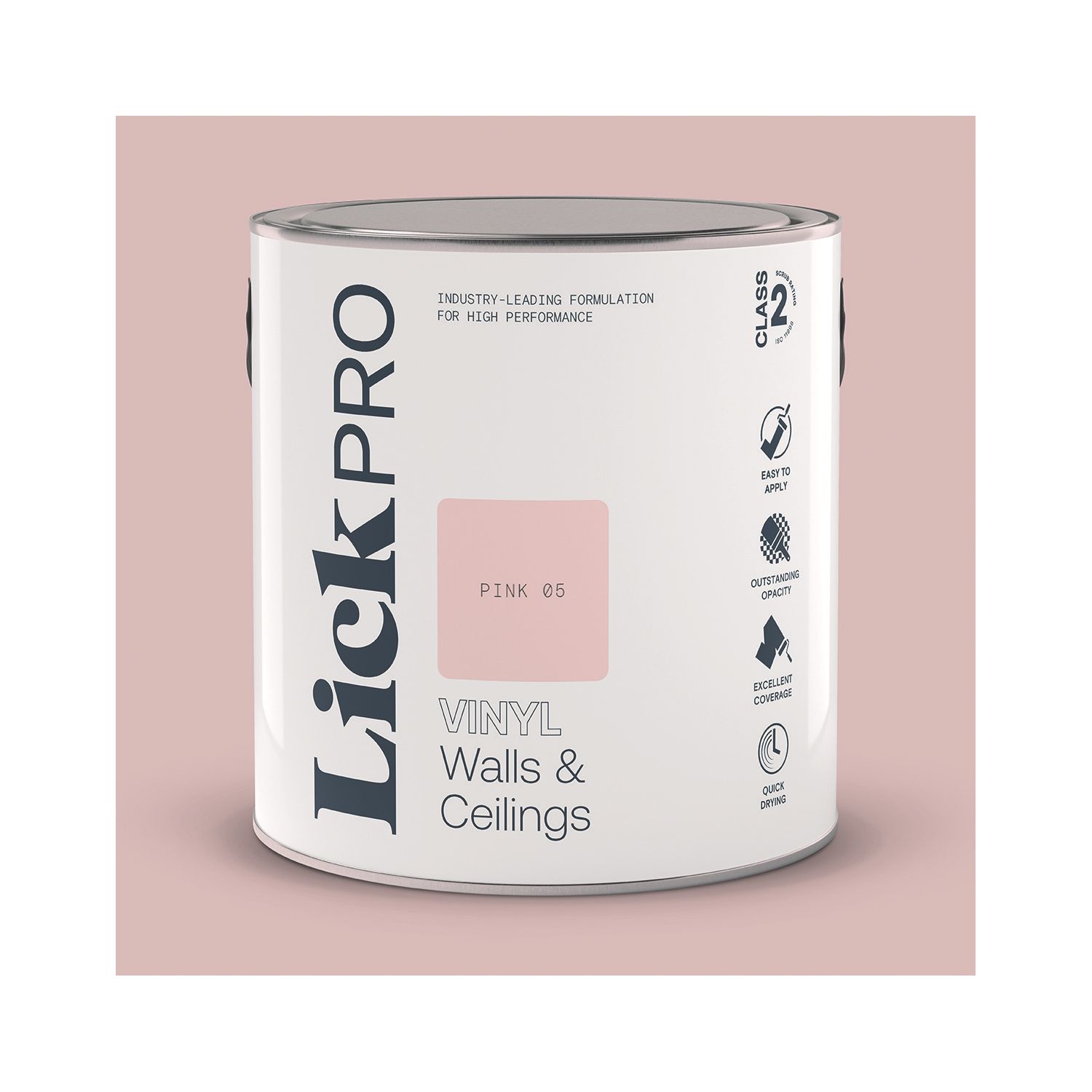 LickPro 2.5Ltr Pink 05 Vinyl Matt Emulsion Paint (539TM)
