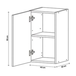 Pragma  1-Door Matt White 400mm x 320mm x 550mm Flat Packed Kitchen Wall Unit