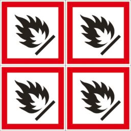 Essentials  Flammable GHS Labels (Sheet) 100mm x 100mm
