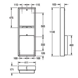 Rodan Paper Towel Dispenser & Waste Bin Stainless Steel 1148mm x 411mm
