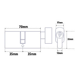 Union 6-Pin Thumbturn Euro Cylinder Lock 35-35 (70mm) Satin Nickel