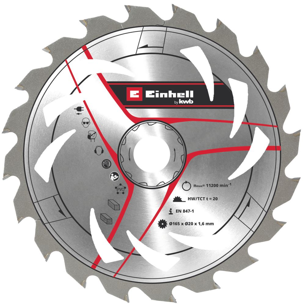 Einhell TCT SAWBL.M-THIN Wood/Plastic TCT Circular Saw Blade 165mm x 20mm 24T
