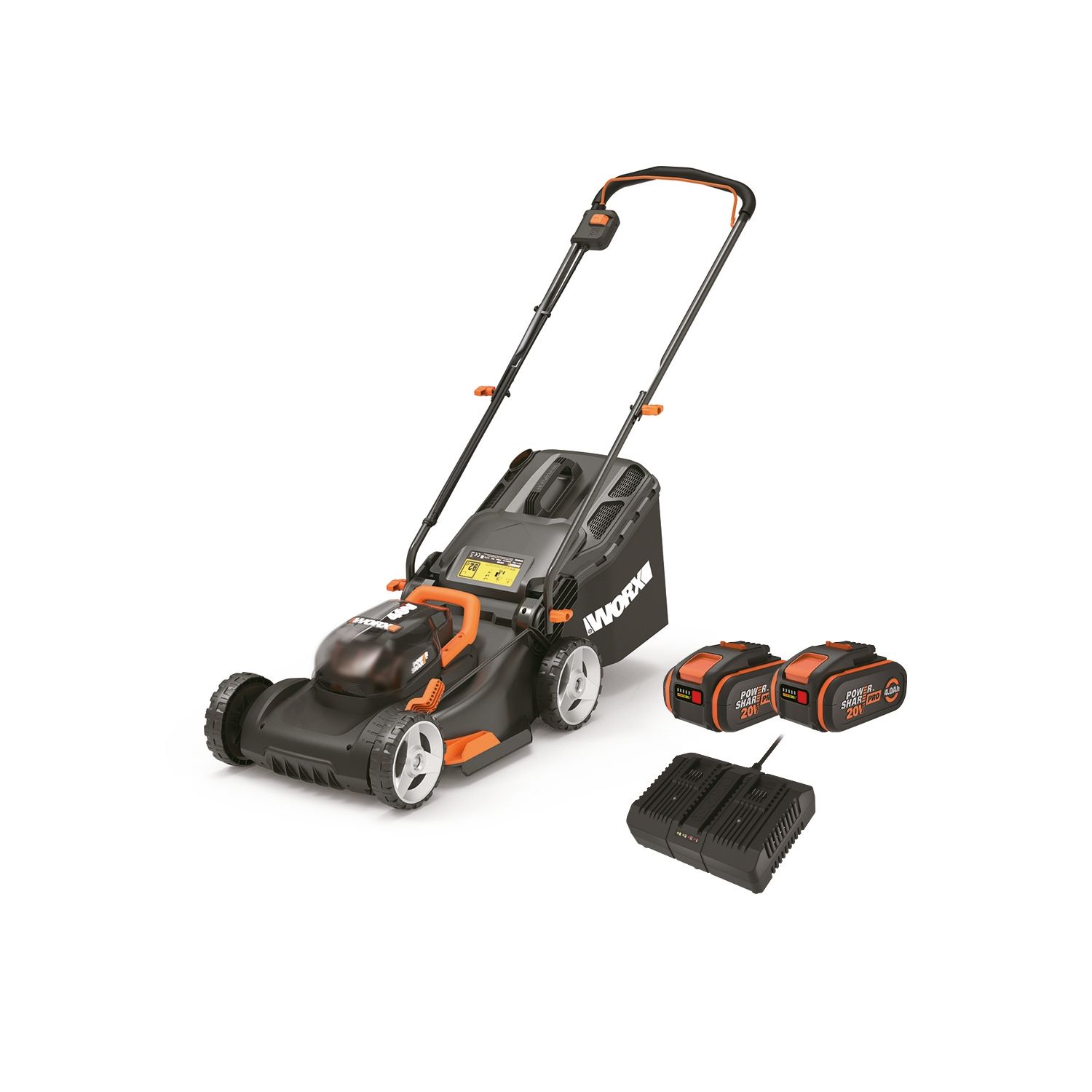 Worx WG743E.1 40V 2 x 4.0Ah Lithium PowerShare Pro Cordless 40cm Push Lawn Mower (540HA)
