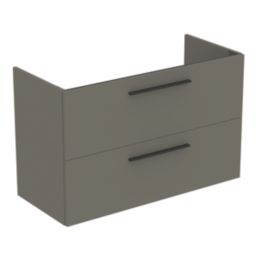 Ideal Standard i.life A Wall-Hung Vanity Unit with Black Handles & Basin Matt Quartz Grey 1000mm x 440mm x 630mm