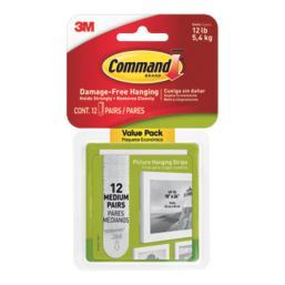 Command Self-Adhesive Picture Hanging Strips Medium 12 Pack