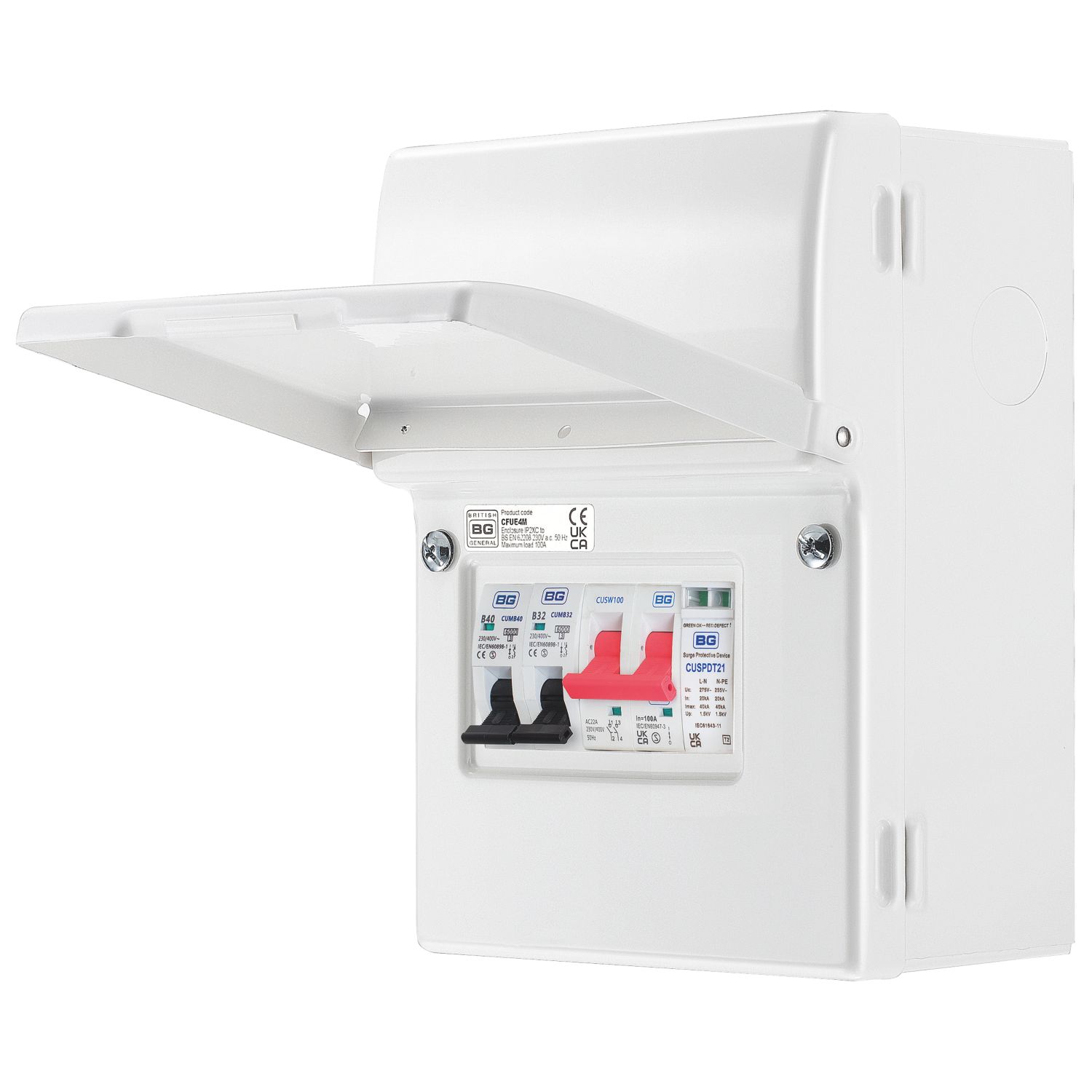 British General Sync EV 5-Module 5-Way Populated EV Charger Consumer Unit with SPD (540PG)
