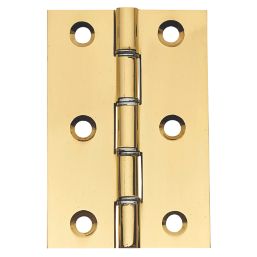Polished Brass  Washered Butt Hinges 76mm x 51mm 2 Pack