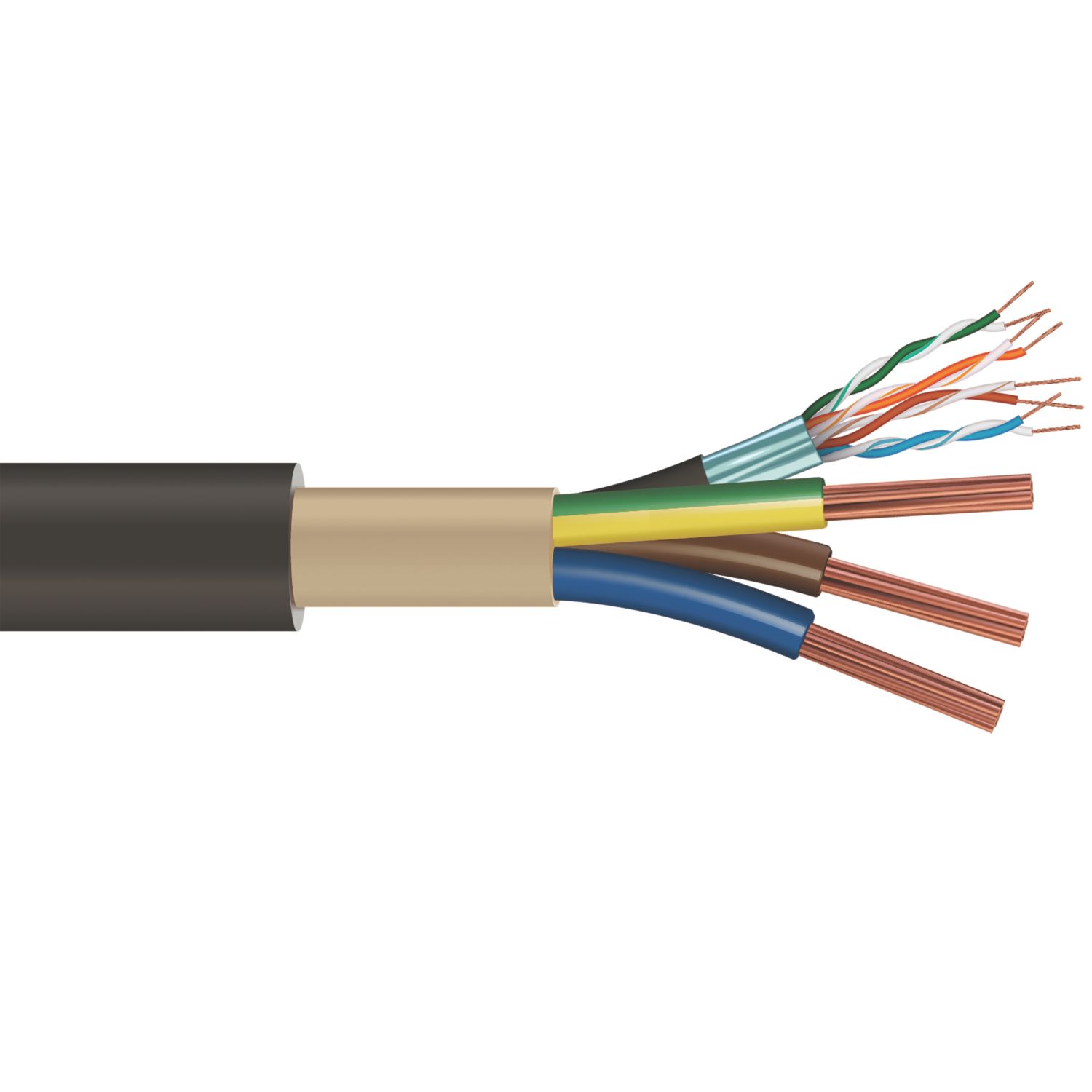 Time EV-Ultra Black 3-Core 4mm² & Cat 5e 4-Pair EV Charging Cable 1m Coil (540RG)