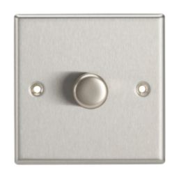 Contactum iConic 1-Gang 2-Way  Dimmer Switch  Brushed Steel