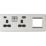 Knightsbridge SFR992LBC 13A 2-Gang DP Combination Plate + 4.0A 18W 2-Outlet Type A & C USB Charger Brushed Chrome with Black Inserts
