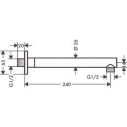 Hansgrohe Vernis Shape  Shower Arm Chrome 240mm x 26mm
