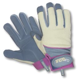 ClipGlove General Purpose  Womens Synthetic Leather Gardening Gloves Blue / Cream Small