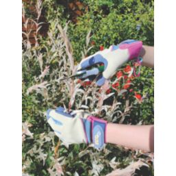 ClipGlove General Purpose  Womens Synthetic Leather Gardening Gloves Blue / Cream Small