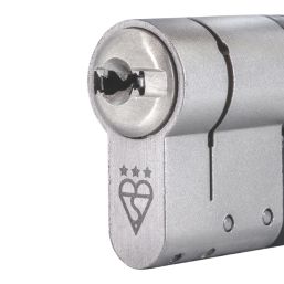 Smith & Locke Fire Rated 3 Star Diamond Thumbturn Cylinder Lock 50-40 (90mm) Satin Nickel