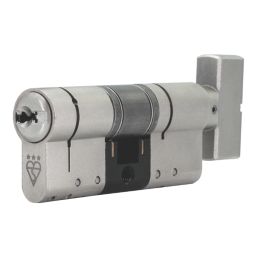 Smith & Locke Fire Rated 3 Star Diamond Thumbturn Cylinder Lock 50-40 (90mm) Satin Nickel