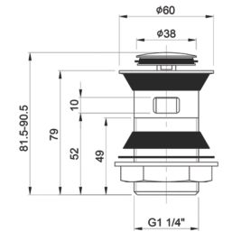 Highlife Bathrooms Slotted Pop Up Mini Basin Waste Chrome 60mm