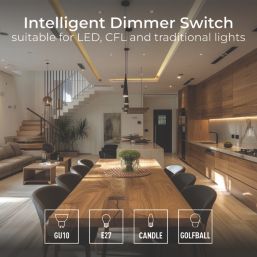 British General Nexus Metal 1-Gang 2-Way LED Dimmer Switch  Matt Black