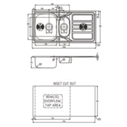 Abode Mikro 1.5 Bowl  Brushed Stainless Steel Sink 1000mm x 500mm