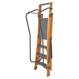 Werner Fibreglass 1.7m 4 Step Platform Step Ladder With Handrail