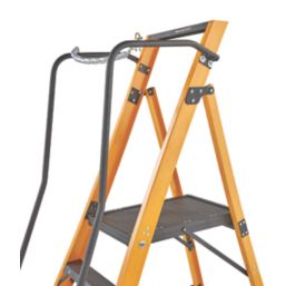 Werner Fibreglass 1.7m 4 Step Platform Step Ladder With Handrail