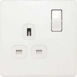 British General Evolve 13A 1-Gang SP Switched Socket Pearlescent White  with White Inserts
