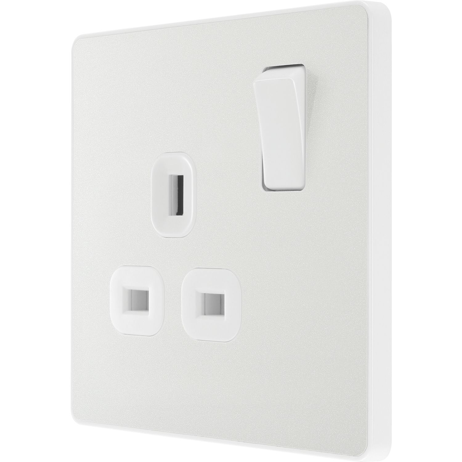 British General Evolve 13A 1-Gang SP Switched Socket Pearlescent White with White Inserts (541RF)