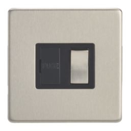 Contactum Lyric 13A Switched Fused Spur  Brushed Steel with Black Inserts