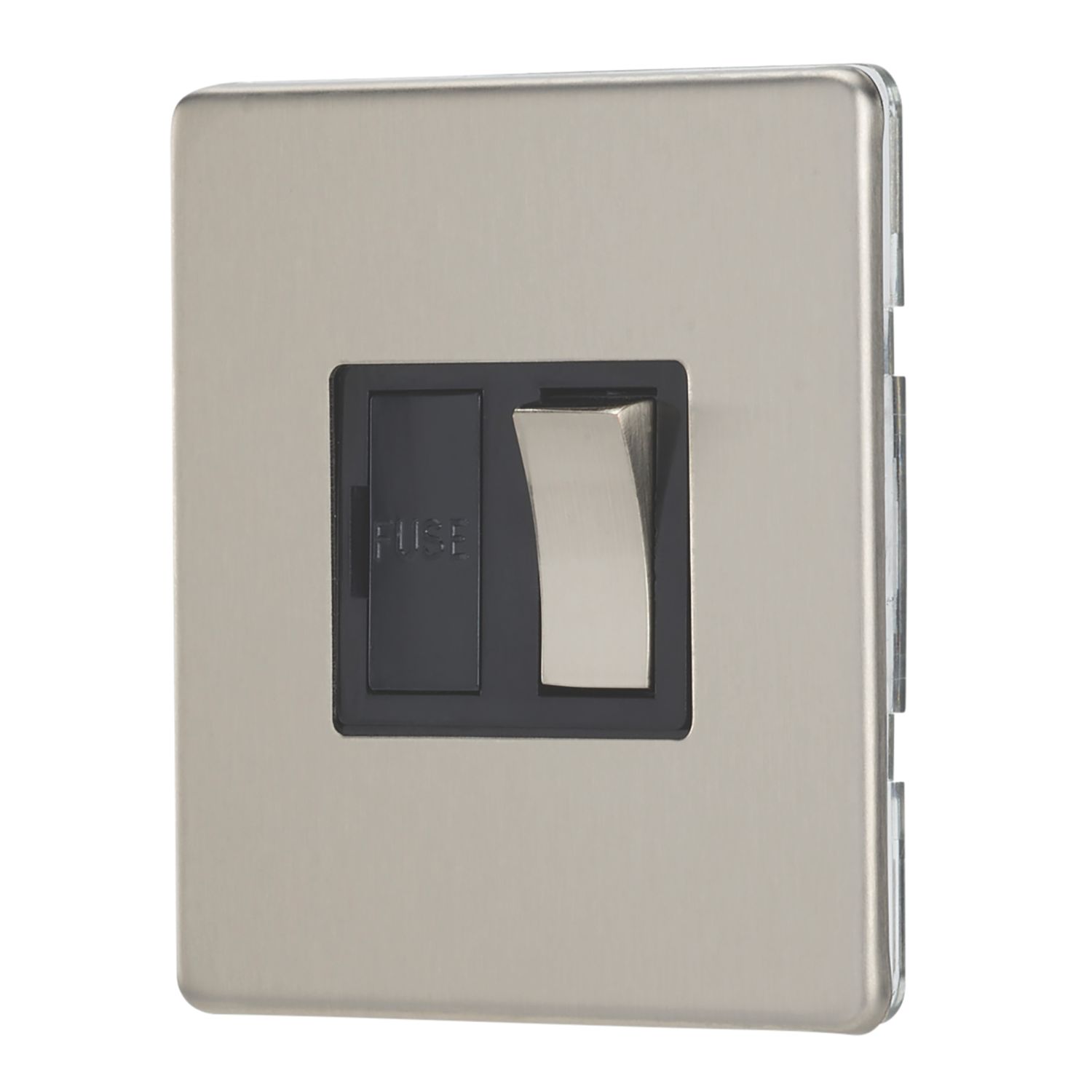 Contactum Lyric 13A Switched Fused Spur Brushed Steel with Black Inserts (541RR)