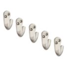 Essentials Single Hooks Satin Nickel 45mm 5 Pack
