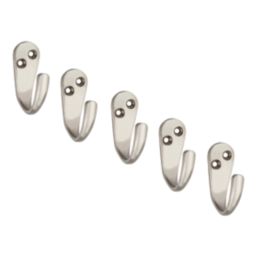 Essentials Single Hooks Satin Nickel 45mm 5 Pack