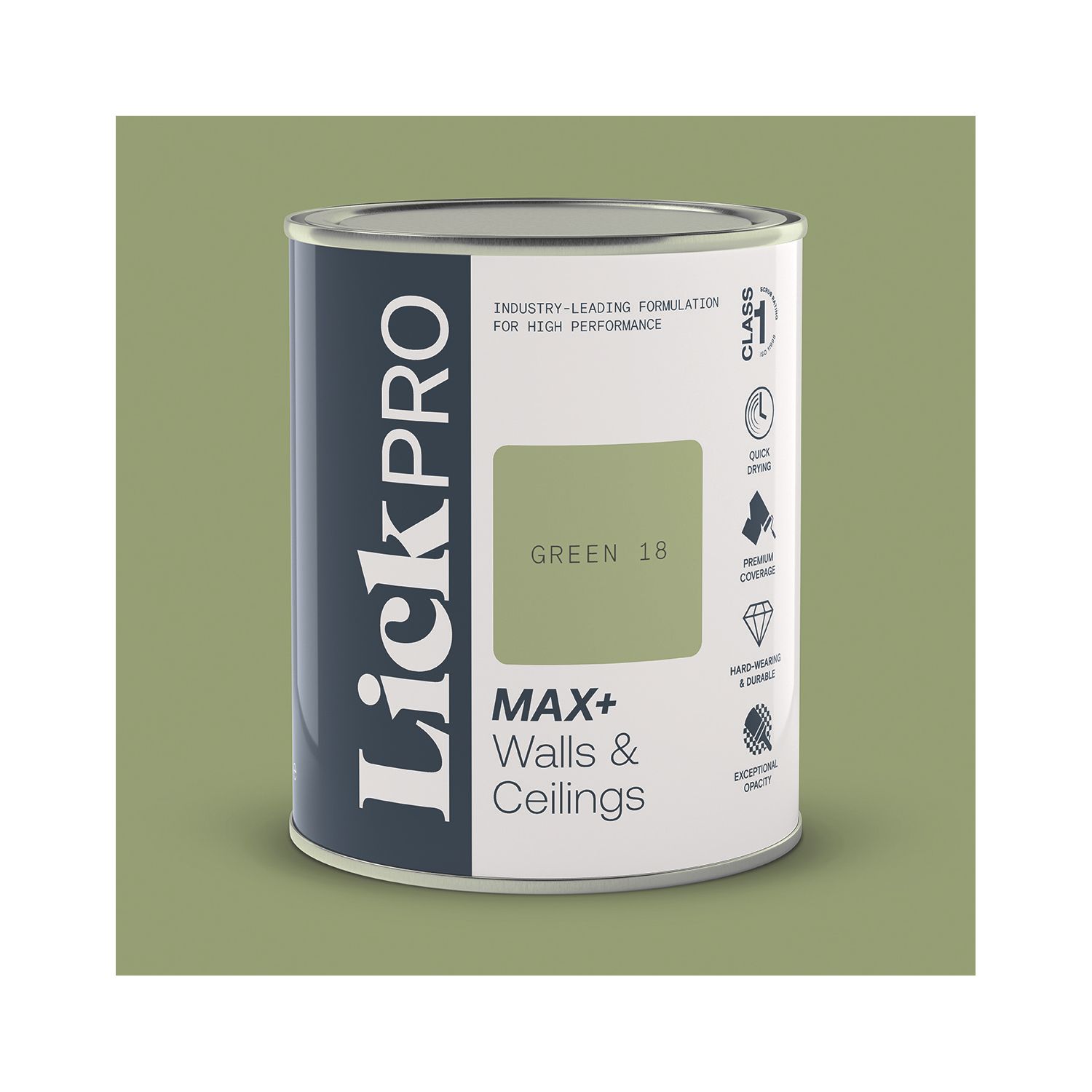 LickPro Max+ 1Ltr Green 18 Matt Emulsion Paint (541TM)