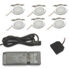 VEW Sola Recessed Round LED Kitchen Plinth Lights Polished Chrome 0.4W 27lm 6 Pack