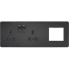 Knightsbridge  13A 2-Gang DP Combination Plate Matt Black with Black Inserts