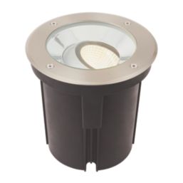 Saxby Hoxton 185mm Outdoor Round LED Recessed Ground Light Brushed Stainless Steel 16.5W 1550lm