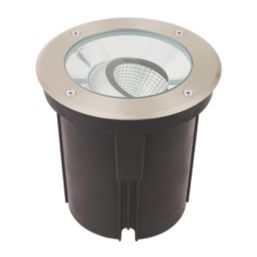 Saxby Hoxton 185mm Outdoor Round LED Recessed Ground Light Brushed Stainless Steel 16.5W 1550lm