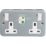 Knightsbridge  13A 2-Gang DP Switched Metal Clad Passive Type A RCD Socket with White Inserts