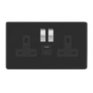 Varilight  13A 2-Gang 1P+N Switched Socket + 4A 20W 2-Outlet Type A & C USB Charger Jet Black with Black Inserts