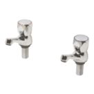 Swirl Contract Chrome 65mm Cloakroom Round Head 2 Tap Holes Basin Pillar Tap