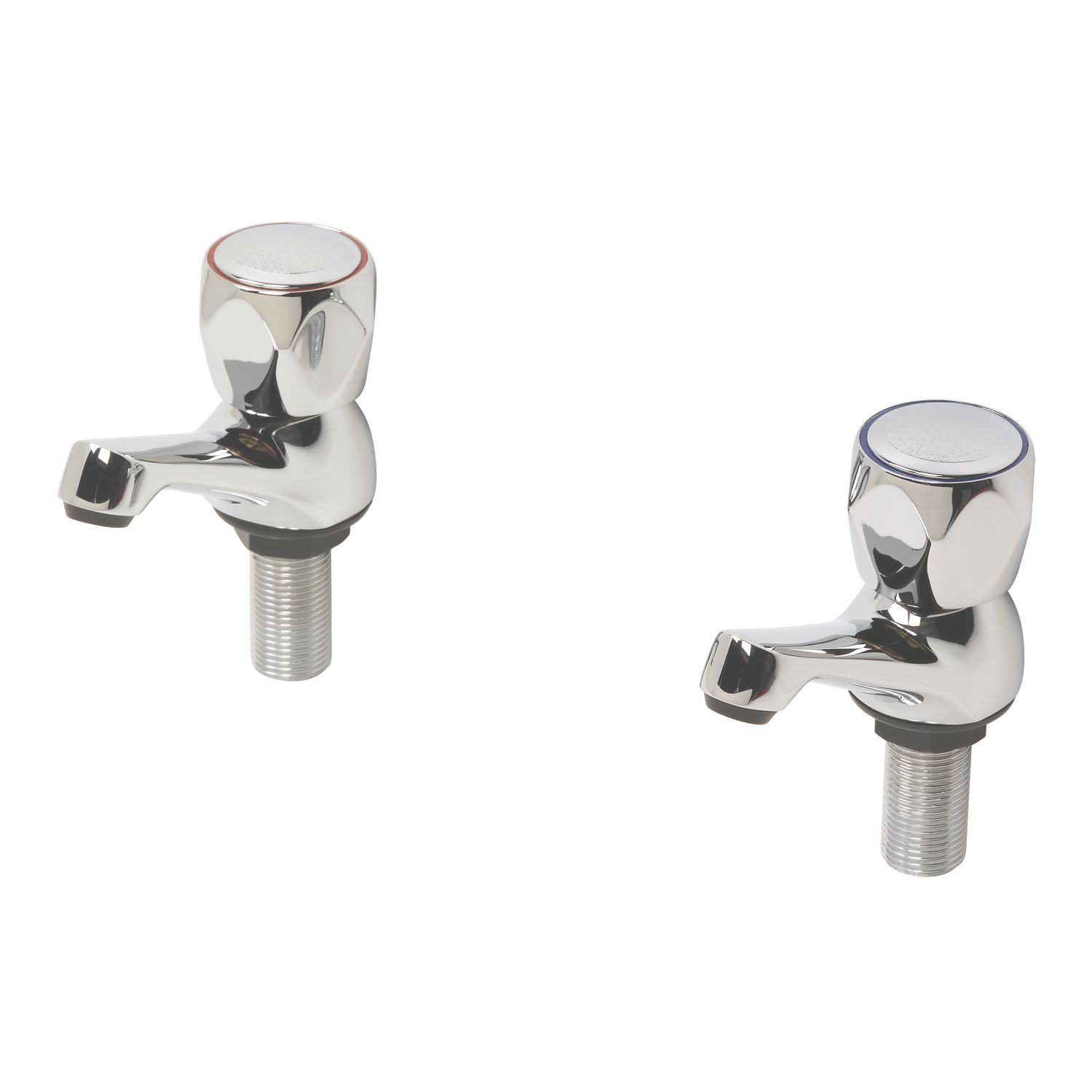 Swirl Contract Chrome 65mm Cloakroom Round Head 2 Tap Holes Basin Pillar Tap (54202)