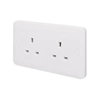 Schneider Electric Lisse 13A 2-Gang Unswitched Plug Socket White