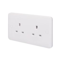 Schneider Electric Lisse 13A 2-Gang Unswitched Plug Socket White