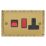 Varilight  45A 2-Gang 2-Pole Cooker Switch & 13A DP Switched Socket Georgian Brass  with Black Inserts