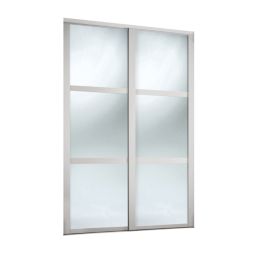 Spacepro Shaker 2-Door Sliding Wardrobe Door Kit Dove Grey Frame Mirror Panel 1793mm x 2260mm
