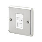 MK Contoura RP422BSS Master Telephone Socket Brushed Stainless Steel with White Inserts